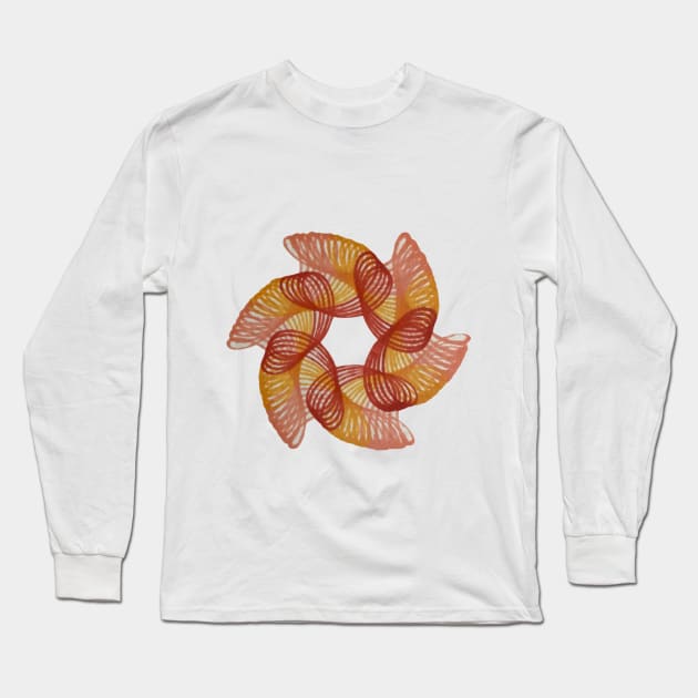 Spirograph Ring of Fire Pattern Long Sleeve T-Shirt by Travelling_Alle